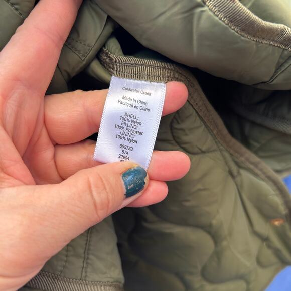 coldwater creek army green quilted jacket - Picture 6 of 7
